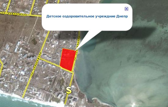 Детское оздоровительное учреждние Днепр на карте Лазурного